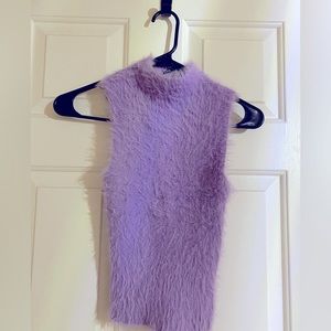 Zara Xs lilac fuzzy sleeveless sweater